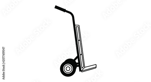 Quadro em tela Hand Truck Silhouette On White Background Industrial Equipment Outline