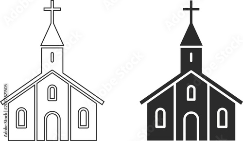 Obraz na płótnie Vector illustration of two different styles of church