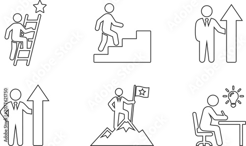 Photos Vector illustration of a person climbing a ladder