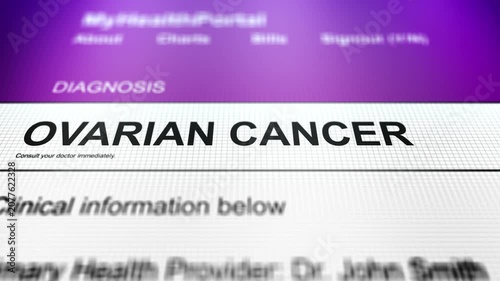 Camera Slides Across Generic Health Portal with Ovarian Cancer Diagnosis