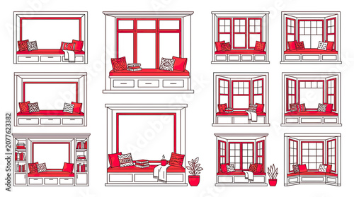 Tableau sur toile Cozy Window Seat Designs: Built-in Nooks with Cushions and Pillows