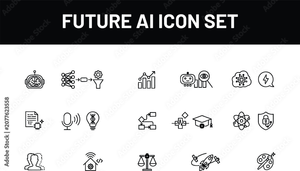 Fototapeta premium Future ai icon set