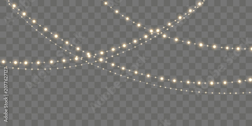 Cuadro en lienzo Premium glowing decoration showcases luminous holiday bulbs arranged on elegant wire garland