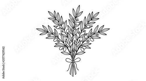 Tied bundle of leafy plant stems.