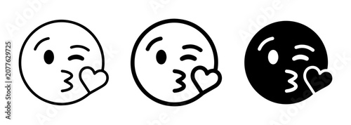 Schilderij op canvas Kissing face icon set, UI and web interface design
