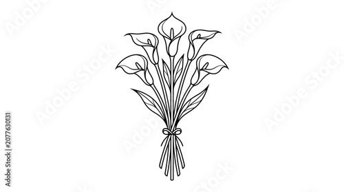 Tulips bouquet flowers tied together.