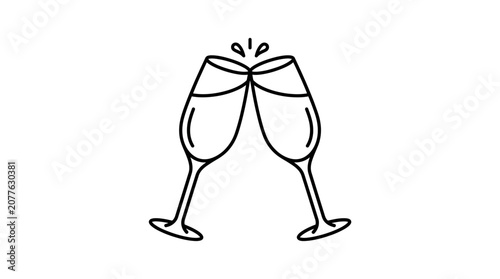Two wine glasses clinking together.