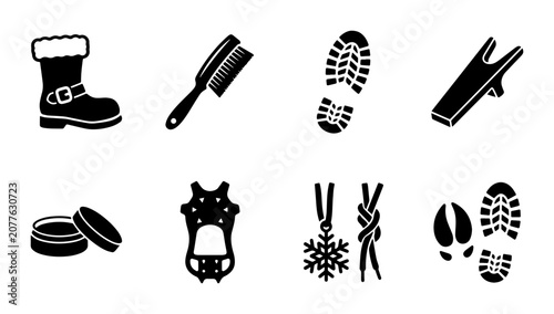 Foto Winter Footwear Accessories, Snow Gear Icons, Cold Weather Essentials, Outdoor A