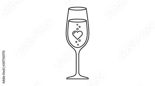 Wine glass with heart design inside.