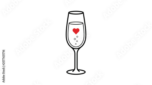 Wine glass with heart symbol inside.