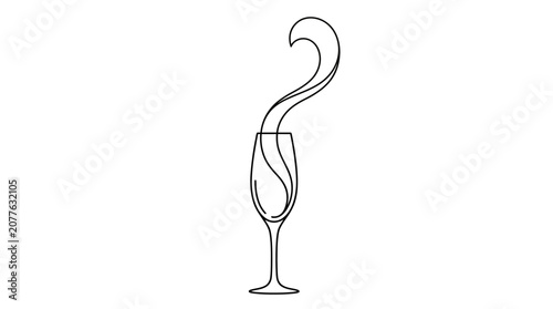 Wine Glass with Rising Steam Silhouette.