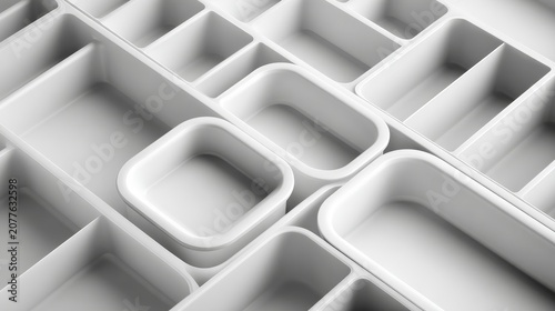 Black and white close-up of a plastic grid tray