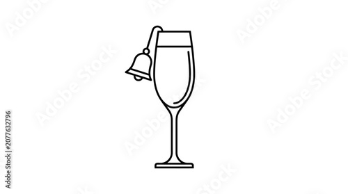 Champagne wine glass with bottle.
