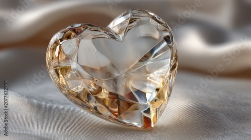 Hanging crystal heart ornament with golden cap