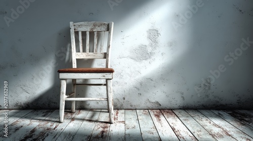 White wooden spindle-back chair in an empty room