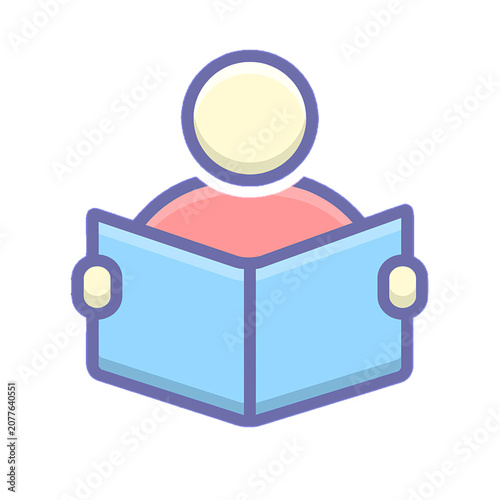Minimalist icon of a person reading a book