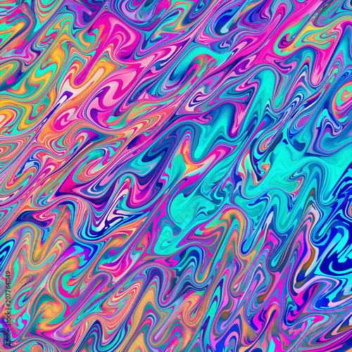 Psychedelic liquid marble texture, vibrant trippy swirl pattern background, colorful abstract fluid art illustration for modern graphic design