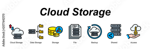 Cloud Storage banner web icon vector illustration concept with an icon of Cloud Storage, Data Storage, Storage, File, Backup, Shared, Access 