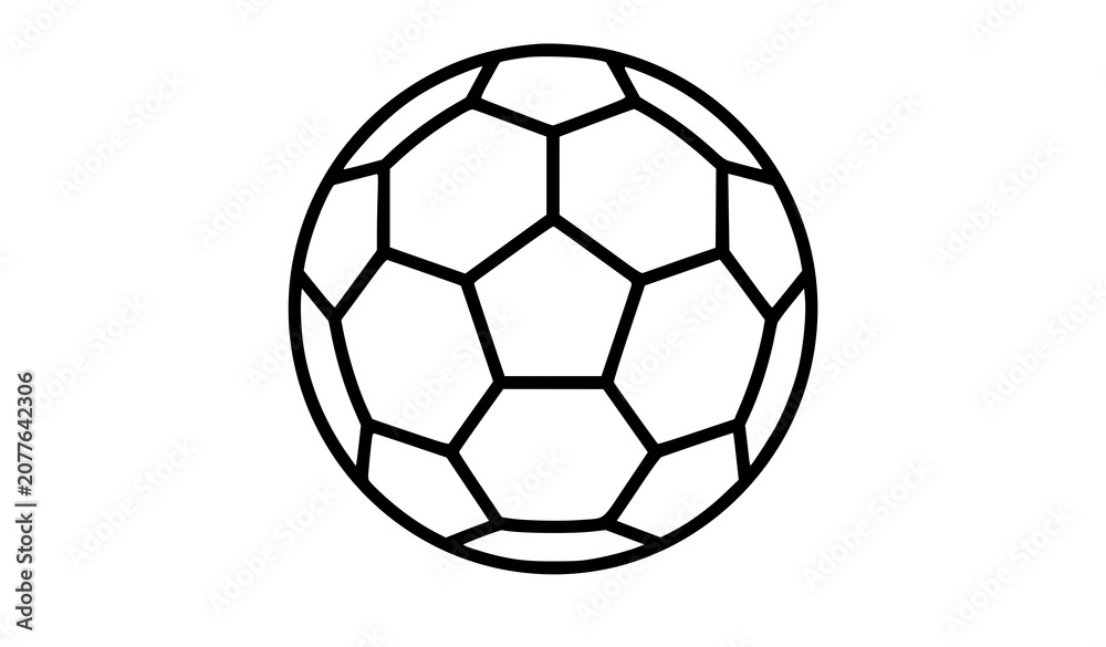 Fototapeta premium Minimal Black and White Football Icon Vector Classic Soccer Ball Outline Symbol Isolated on White Background