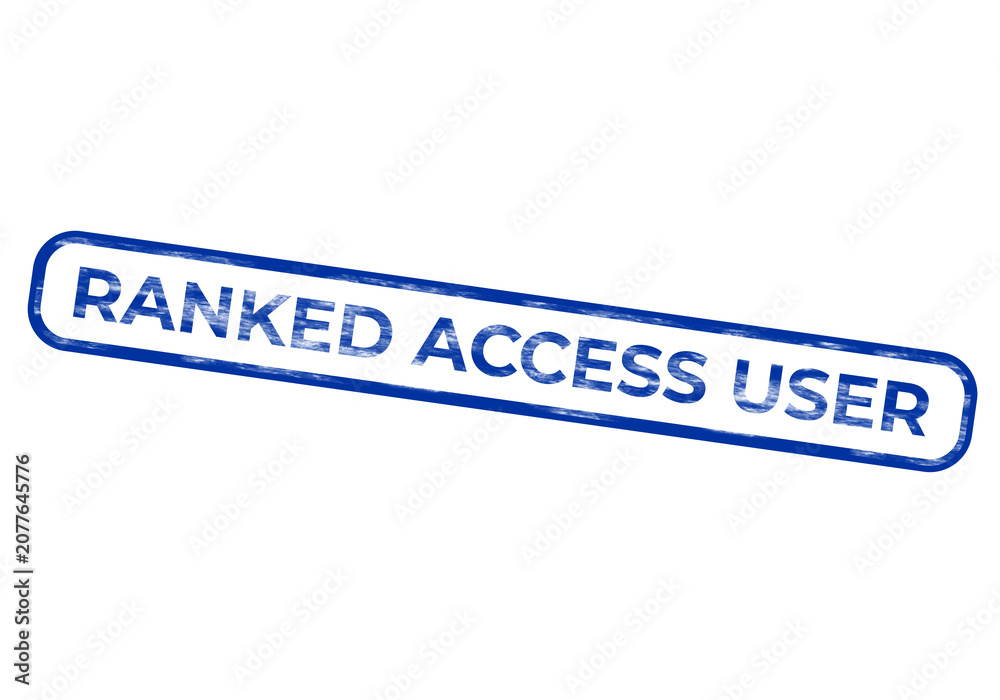 Fototapeta premium Rectangular blue and white rubber stamp reading ranked access user isolated on a transparent background