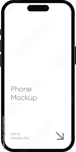 Latest Notch Modern Smartphone mockup template Slim Bezel With Buttons Branding Mockup Detailed Isolated. Office Business Advertisement realistic Mobile device Promotion Technology 