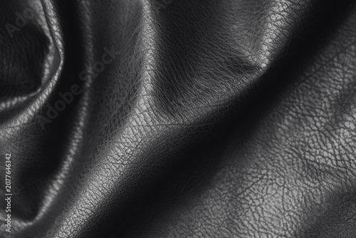 Schilderij op canvas Abstract dark black leather fabric surface with detailed texture and elegant wri