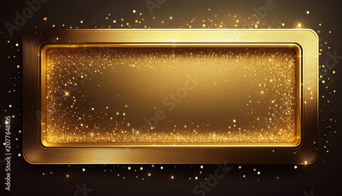 Isolated Gold Glitter Border In Rectangle Shape