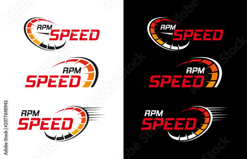 Schilderij op canvas Set bundle RPM speed logo design icon template