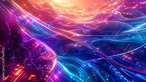 abstract background and wallpaper with multi color waves