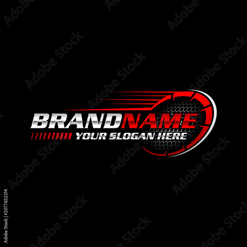 Billede på lærred Speed rpm, speedometer driver race logo design vector illustration