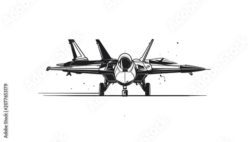 Canvas-taulu Fighter Jet Military Aircraft Front View.