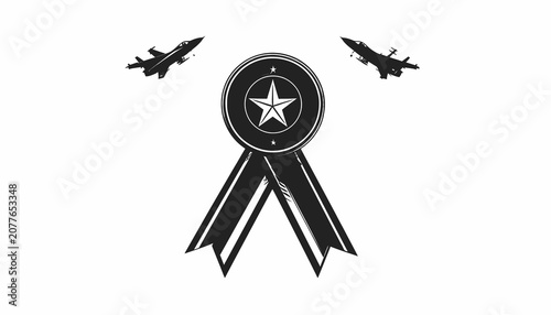 Slika na platnu Military Award Badge with Planes.