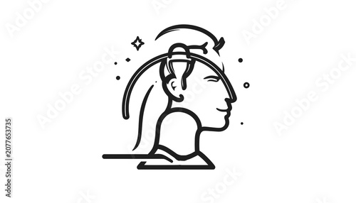 Woman with long hair profile view.