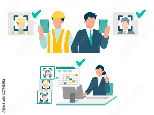 Tableau sur toile Modern biometric security workforce solution demonstrating face recognition biom