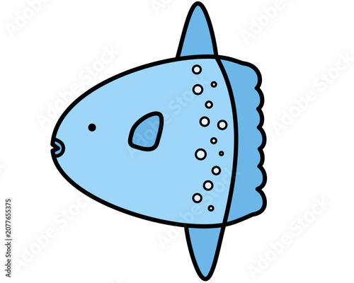 かわいいマンボウのカラーアイコン シンプルな海の生き物ベクターイラスト