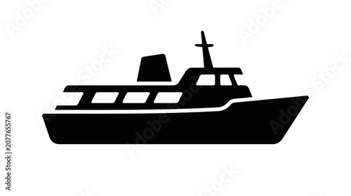 Luxury yacht boat silhouette in pixel art style.