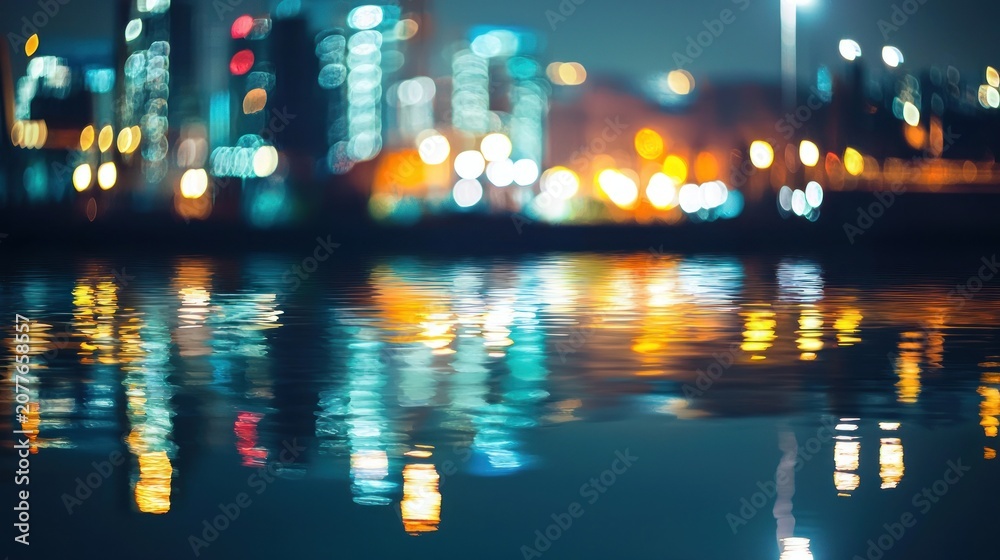 Obraz premium City lights reflection night