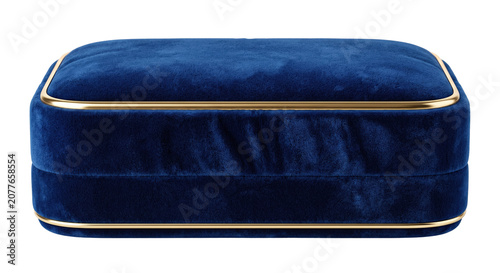 Fototapeta kuchenna Closed royal blue velvet jewelry box with gold trim