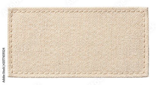 Photography Blank beige fabric rectangle clothing label patch template