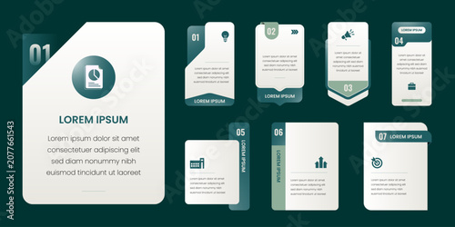Business Text Box Collection with Numbered Content Layouts