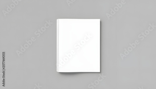 Blank White Cover Of Magazine on gray background. Mock Up Template of magazine, book, brochure, booklet. 3d rendering, clipart style. White tone