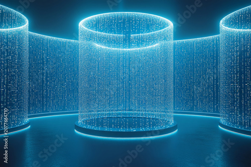 Glowing blue data cylinder
