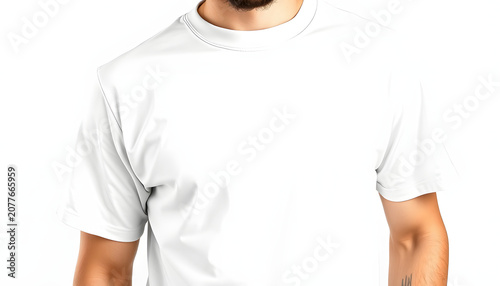 Hipster wearing white blank t-shirt with space for your logo, crayon drawing. White tone