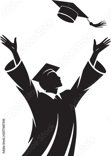 Black silhouette of Graduation symbol