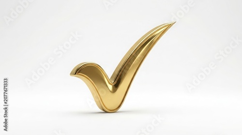 A shiny gold check mark icon stands alone on a white surface.