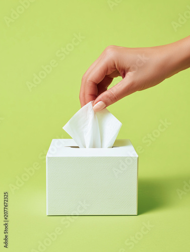 Hand Taking Tissue from Box Minimal Scene