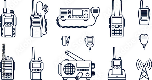 Tableau sur toile Radio Communication and Wireless Transceiver Equipment Collection with Walkie Ta