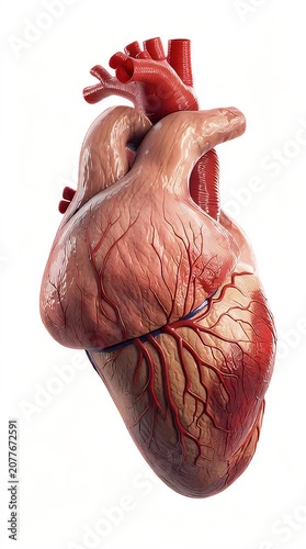 Human Heart Anatomy Model with Internal Organs Isolated as Artistic Medical Sculpture Decoration Object, Unique Gift Souvenir Inspired by Holiday Ornament Style