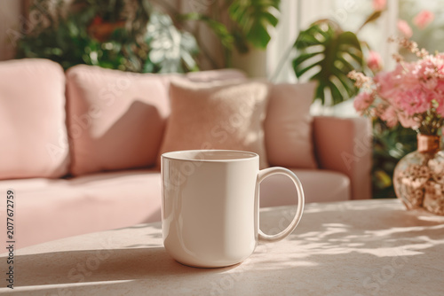 Blank Mug on Coffee Table Modern Living Room