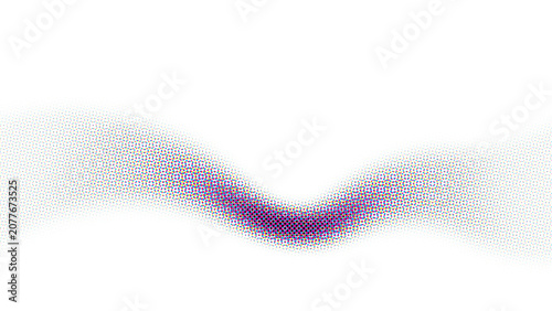 Obraz na plátně CMYK halftone wavy curve, colorful vector background, printing color separation